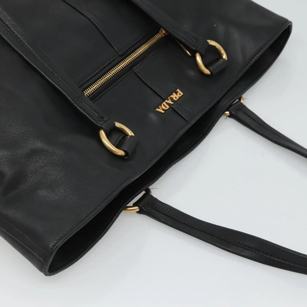 PRADA TOTE BAG BLACK LEATHER