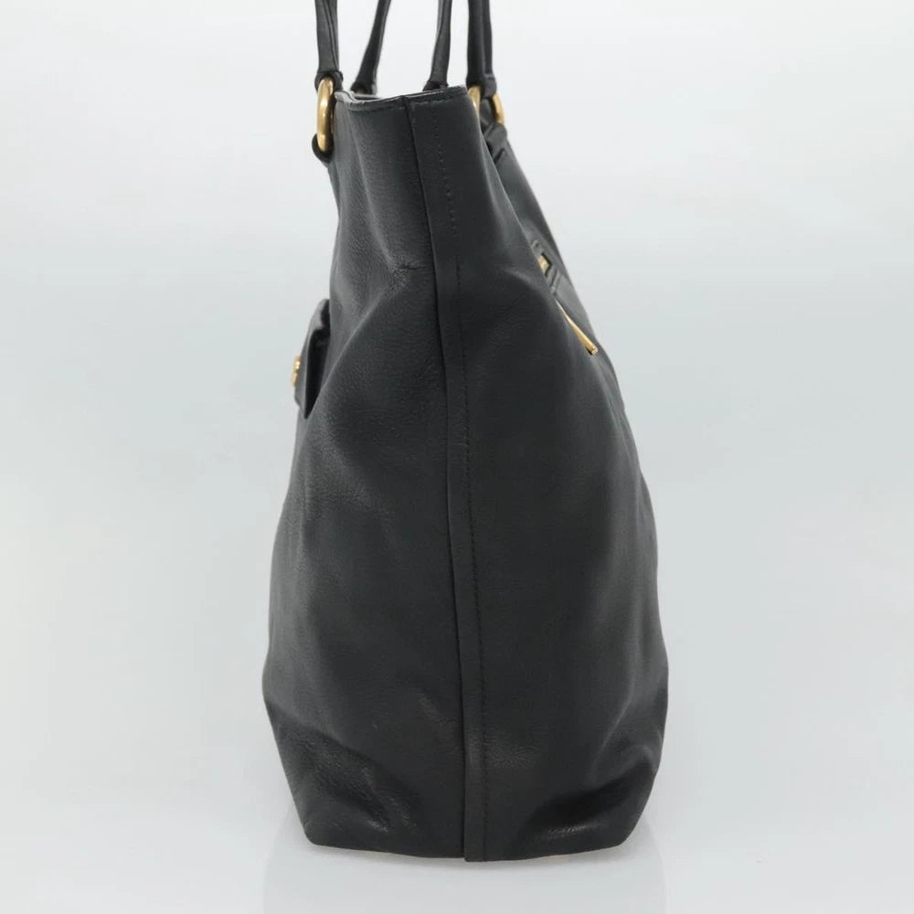 PRADA TOTE BAG BLACK LEATHER