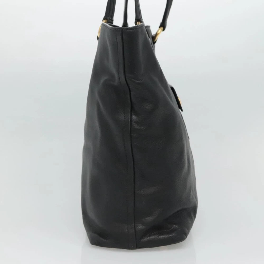 PRADA TOTE BAG BLACK LEATHER