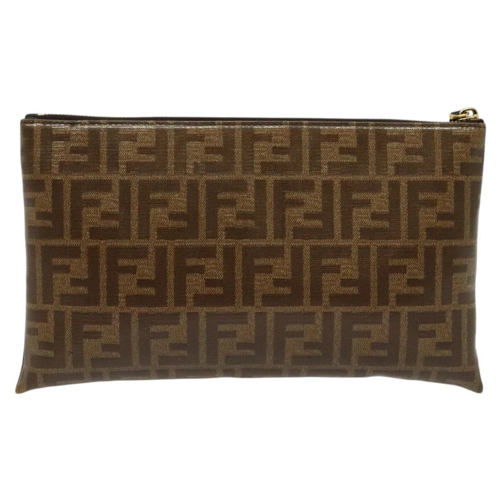 VINTAGE FENDI CLUTCH ZUCCA CANVAS BROWN