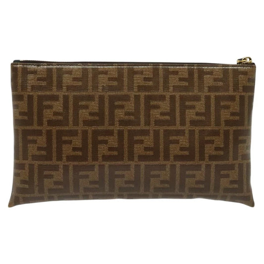VINTAGE FENDI CLUTCH ZUCCA CANVAS BROWN
