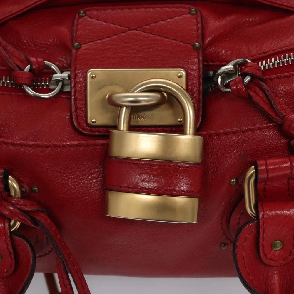 CHLOE PADDINGTON BAG RED LEATHER
