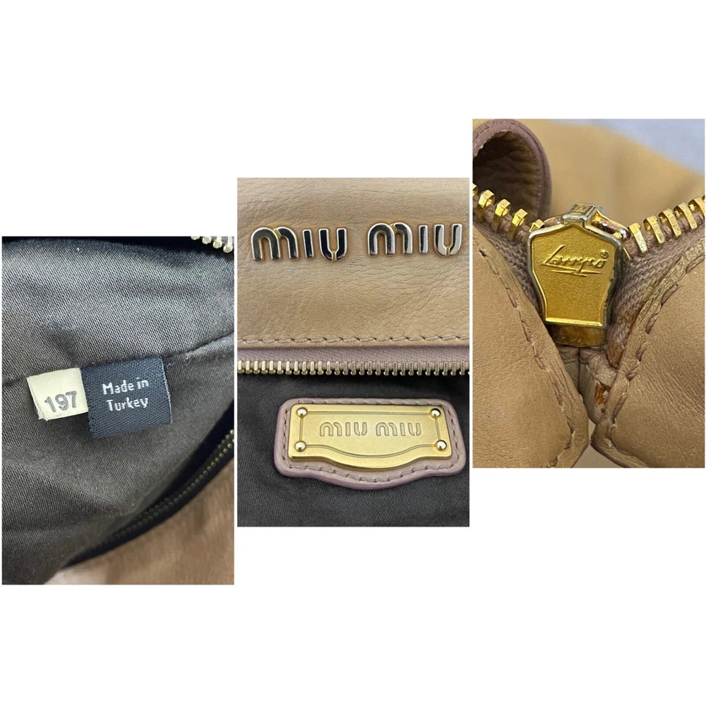 Vintage Miu Miu Bow Bag - Beige Leather