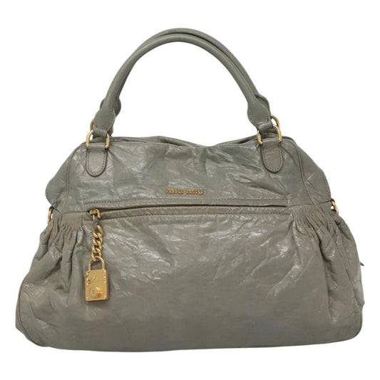 MIU MIU HANDBAG GRAY LEATHER