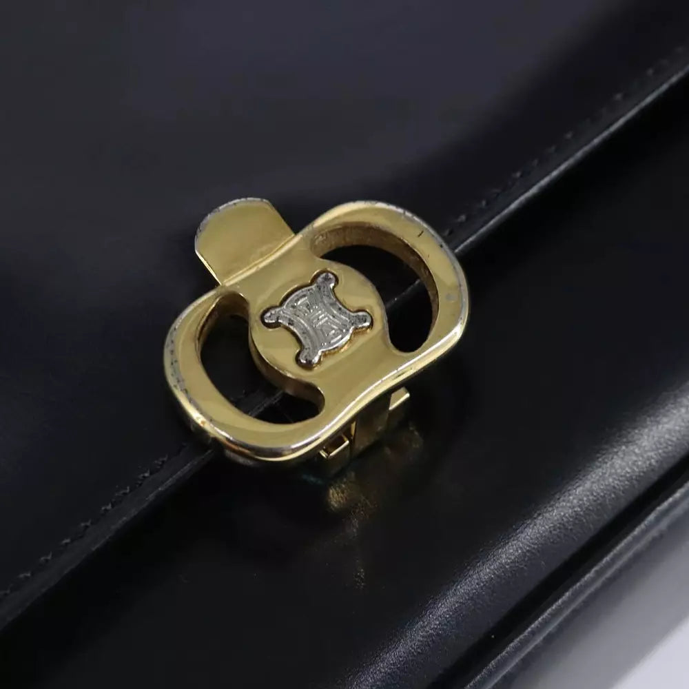CELINE BLACK LEATHER SHOULDER BAG