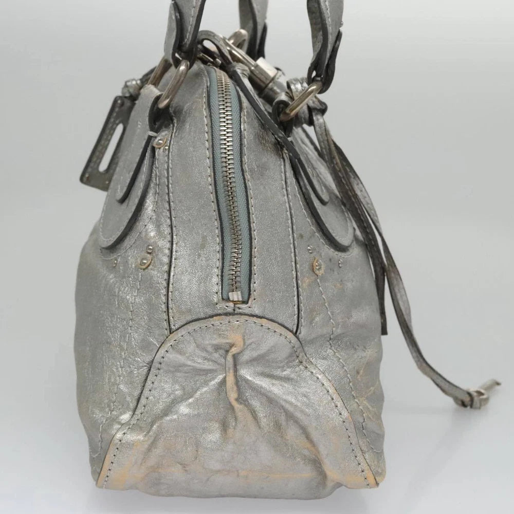 CHLOE PADDINGTON BAG SILVER LEATHER
