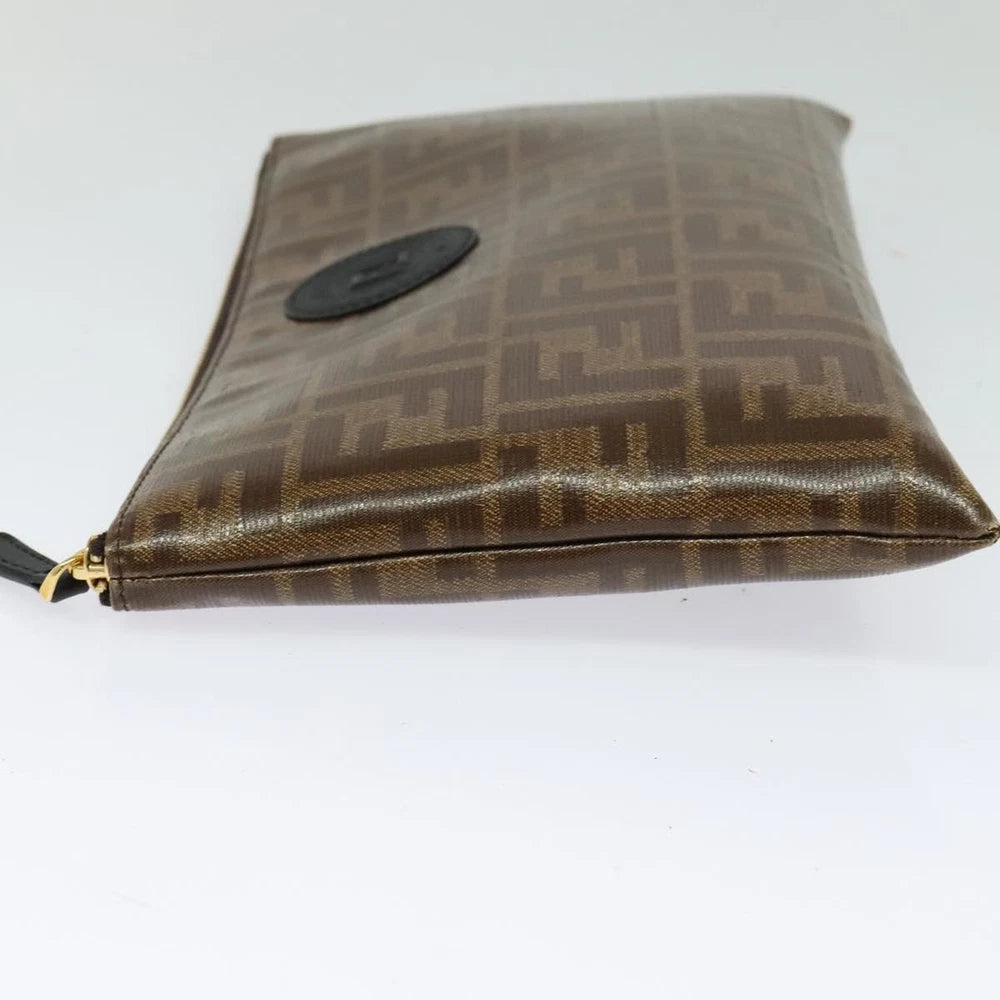 VINTAGE FENDI CLUTCH ZUCCA CANVAS BROWN