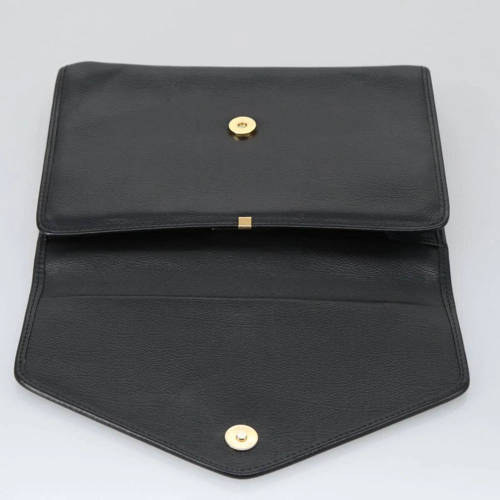 SAINT LAURENT CLUTCH BLACK LEATHER