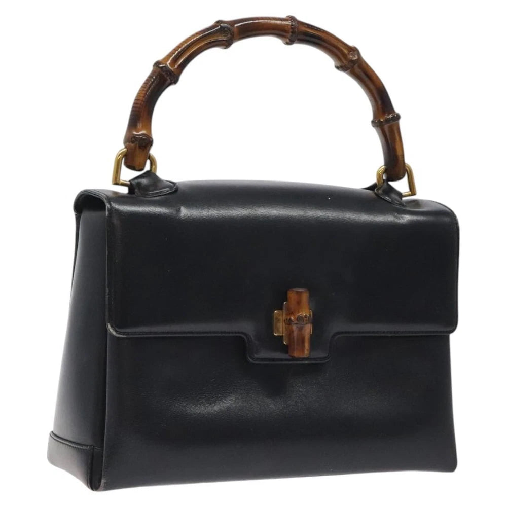 GUCCI BAMBOO BAG BLACK LEATHER