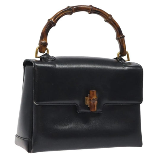 GUCCI BAMBOO BAG BLACK LEATHER