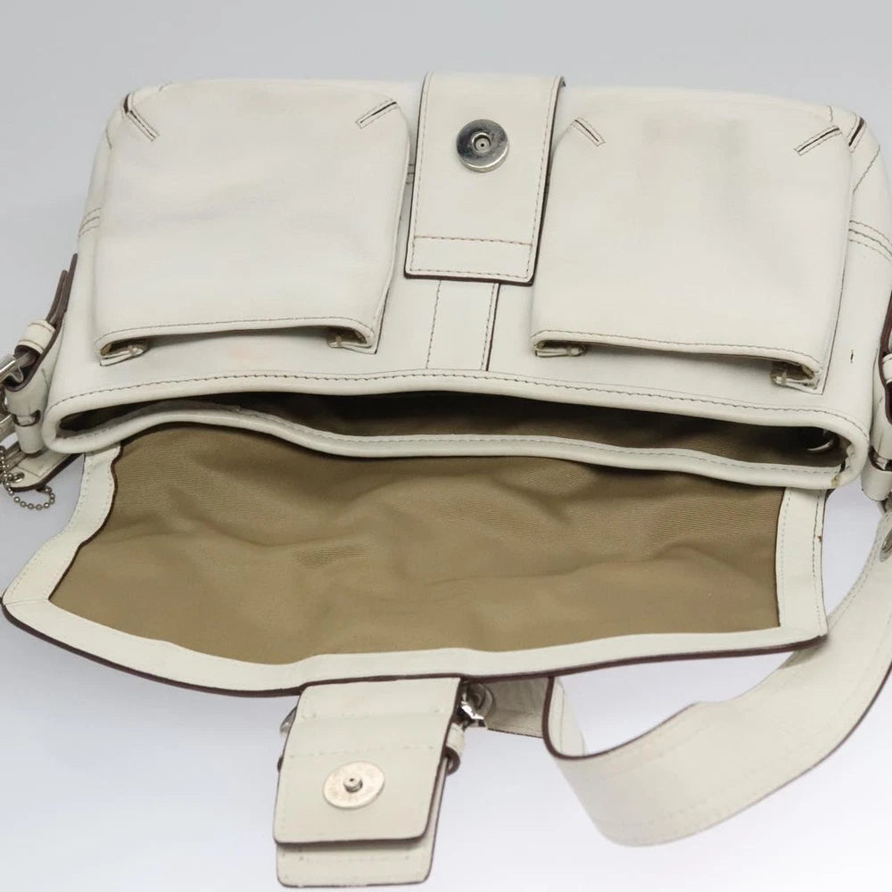 COACH SHOULDER BAG WHITE LEATHER