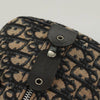 Close-up of the Dior Boston Bag vintage navy Trotter Canvas showing the zipper and leather accent details.