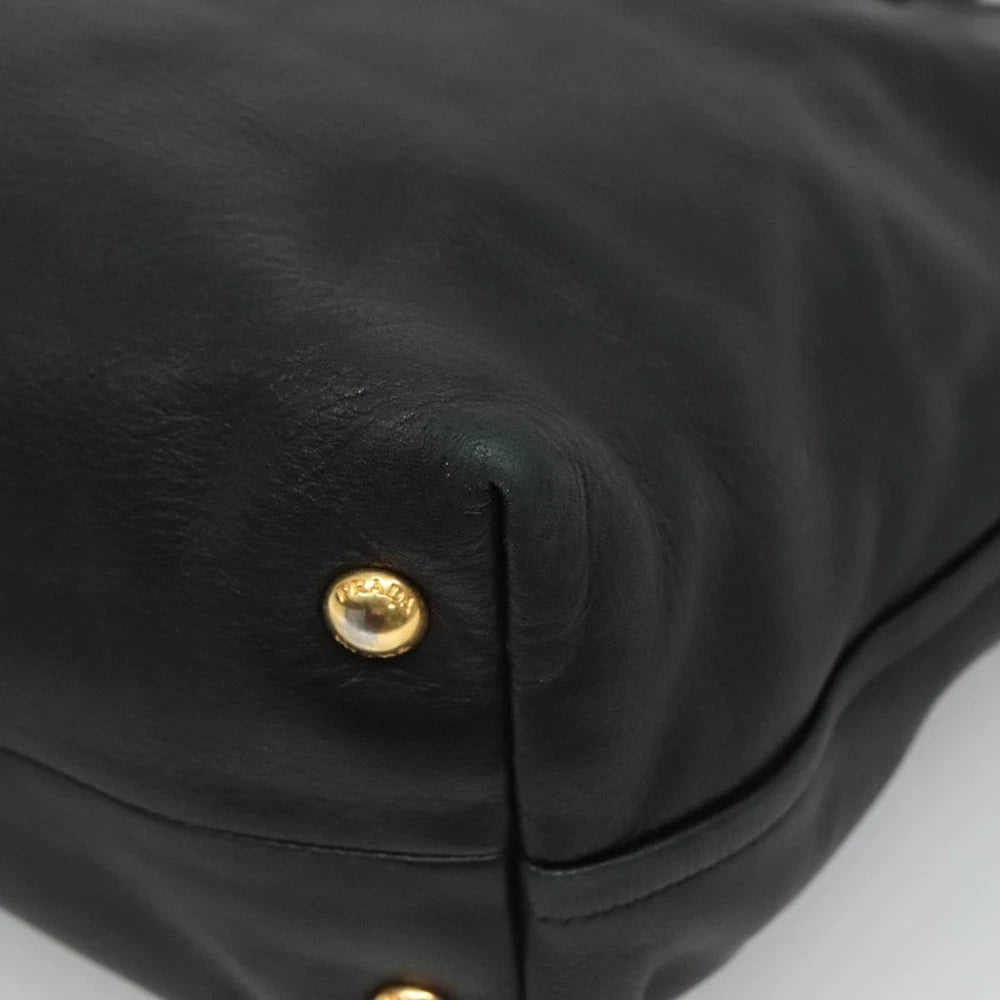 PRADA TOTE BAG BLACK LEATHER