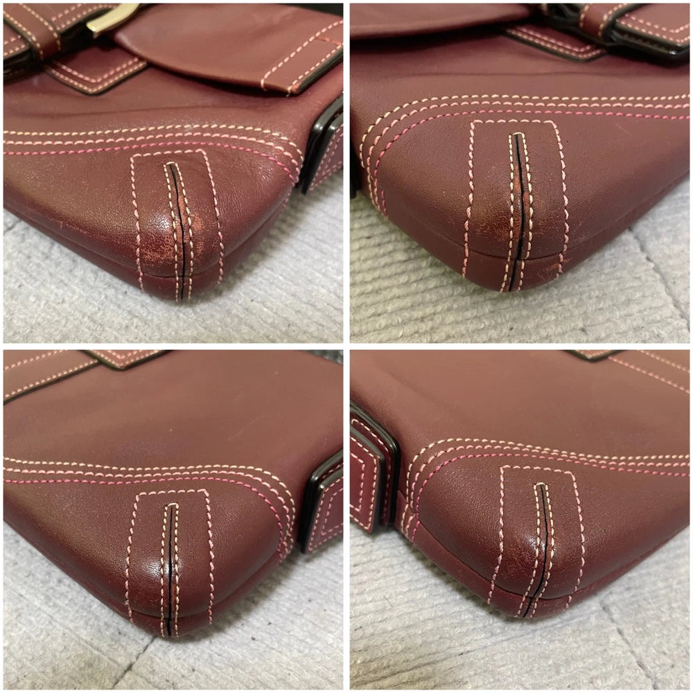 Vintage Coach Veske- Burgunder Leather　