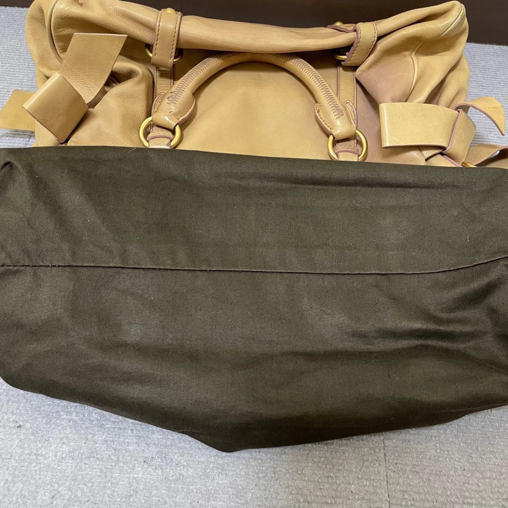 Vintage Miu Miu Bow Bag - Beige Leather