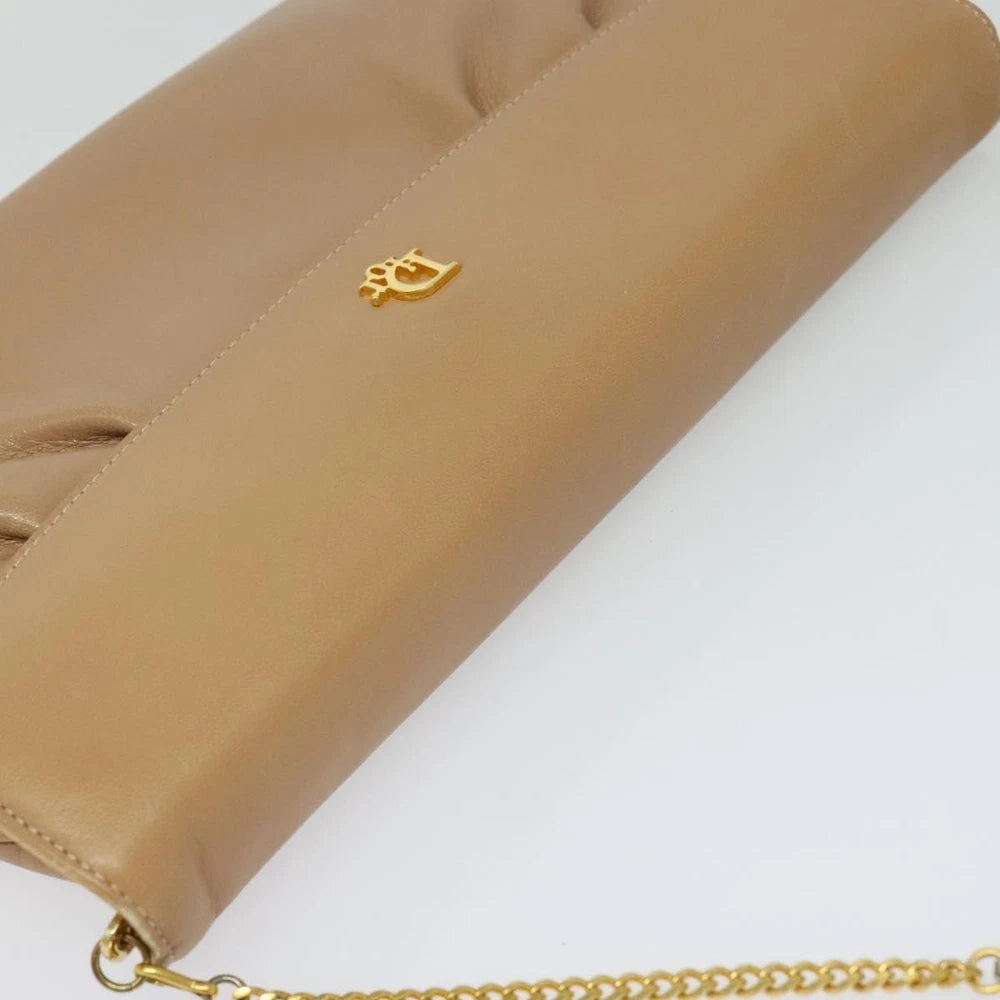 Christian Dior Chain Shoulder Bag - Beige Leather