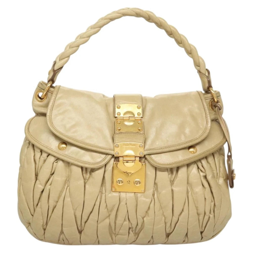 Miu Miu Matelasse Bag - Beige Leather