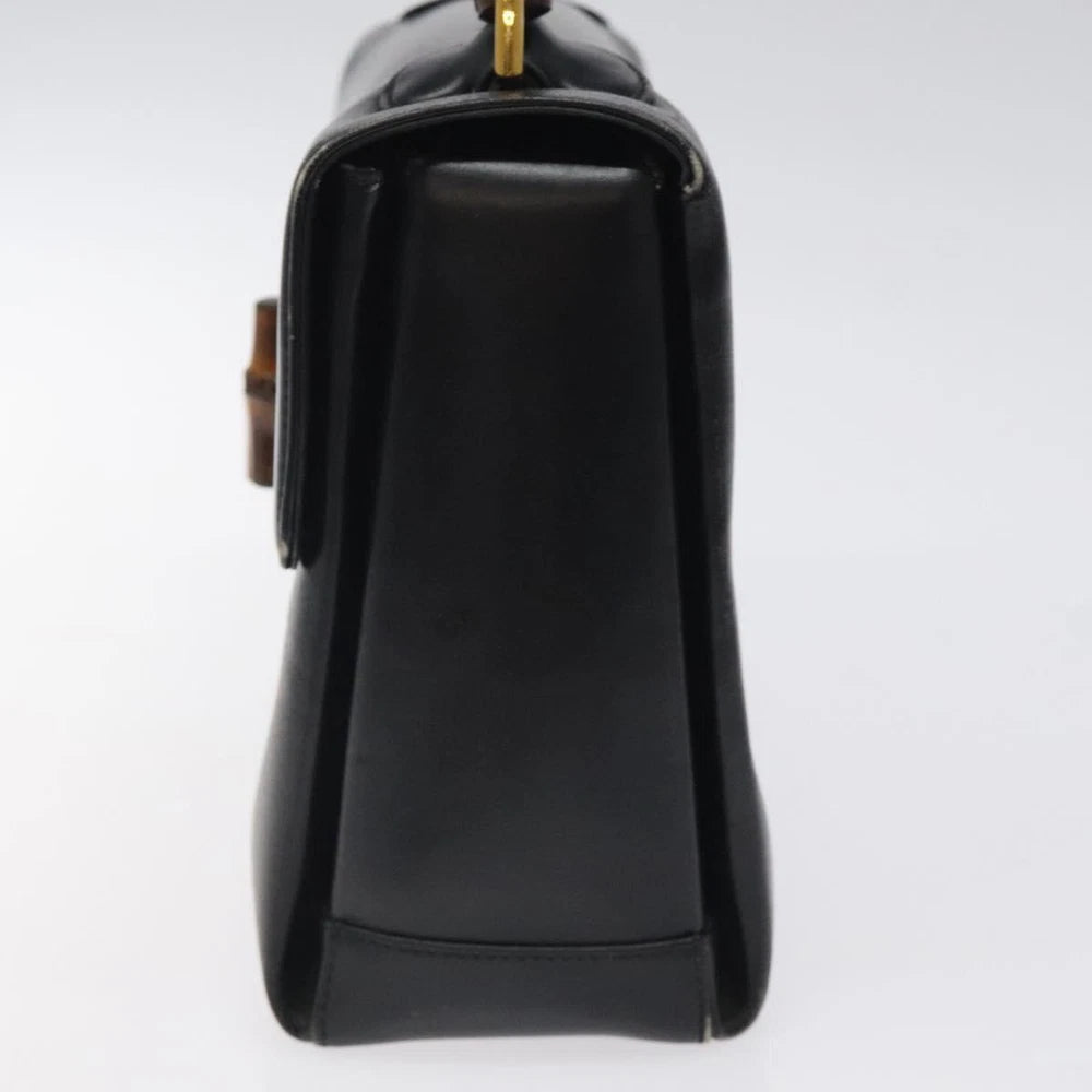 GUCCI BAMBOO BAG BLACK LEATHER