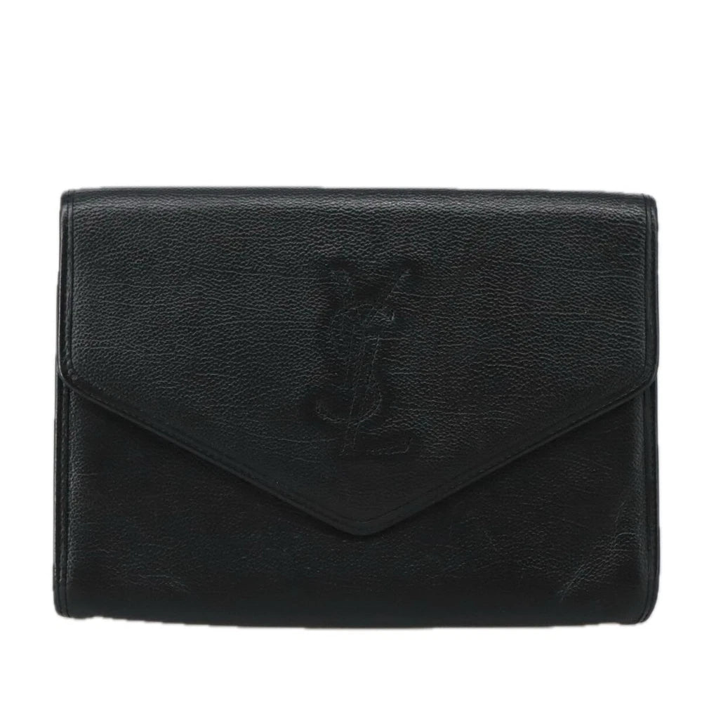 SAINT LAURENT CLUTCH BLACK LEATHER