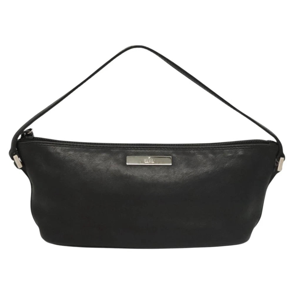 GUCCI SHOULDER BAG BLACK LEATHER