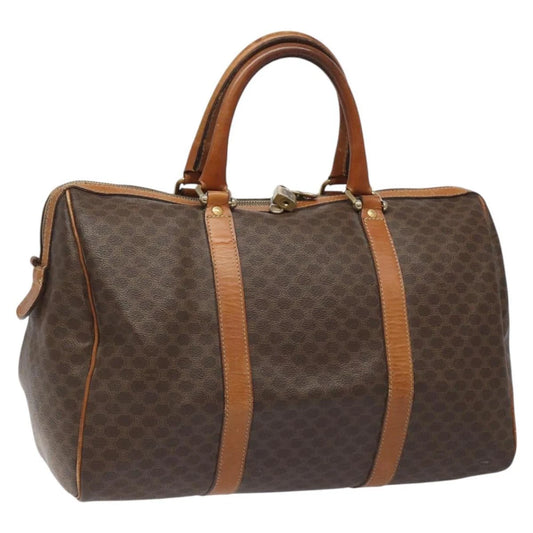 CELINE BOSTON BAG MACADAM CANVAS BROWN