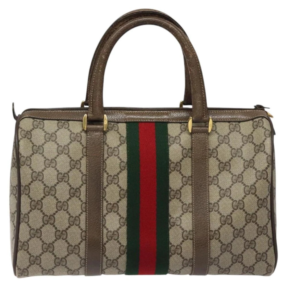 GUCCI BOSTON BAG GG SUPREME WEB SHERRY LINE