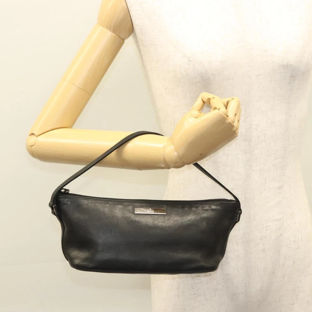 GUCCI SHOULDER BAG BLACK LEATHER