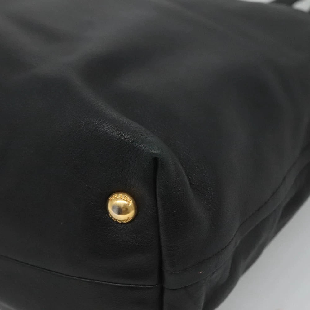 PRADA TOTE BAG BLACK LEATHER