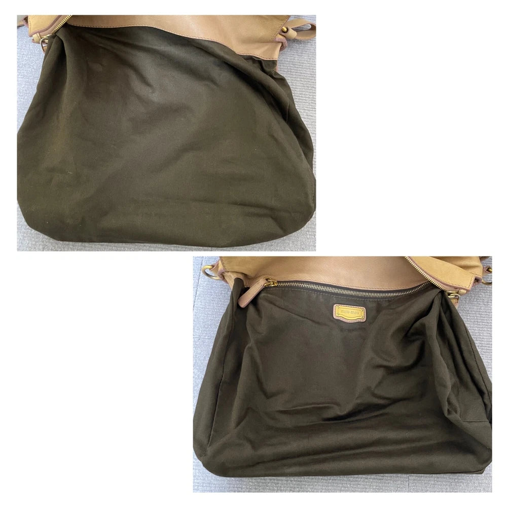 Vintage Miu Miu Bow Bag - Beige Leather