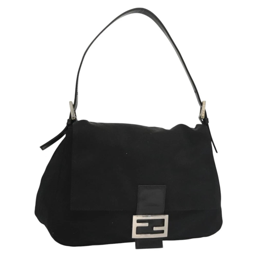 FENDI MAMMA BAGUETTE BLACK NYLON