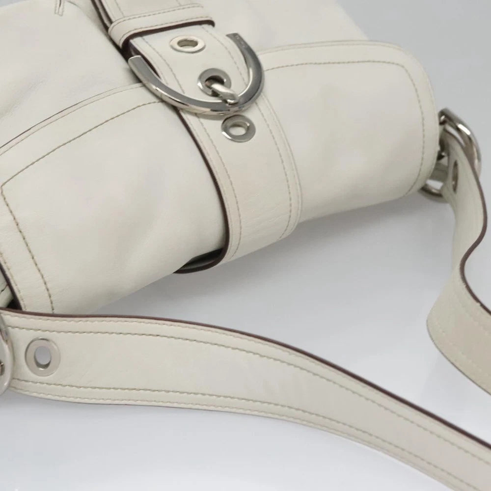 COACH SHOULDER BAG WHITE LEATHER