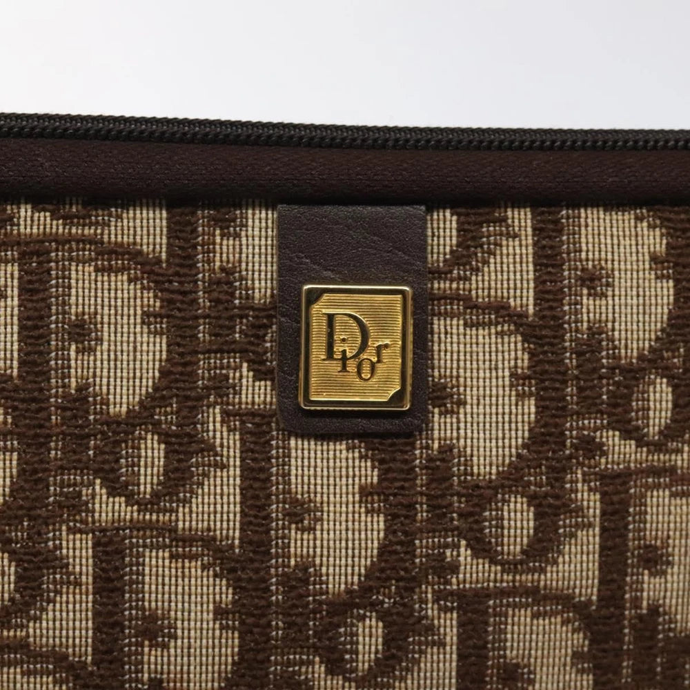 CHRISTIAN DIOR CLUTCH BROWN TROTTER CANVAS