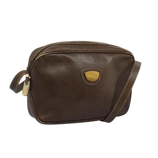 VINTAGE GUCCI SHOULDER BAG BROWN LEATHER