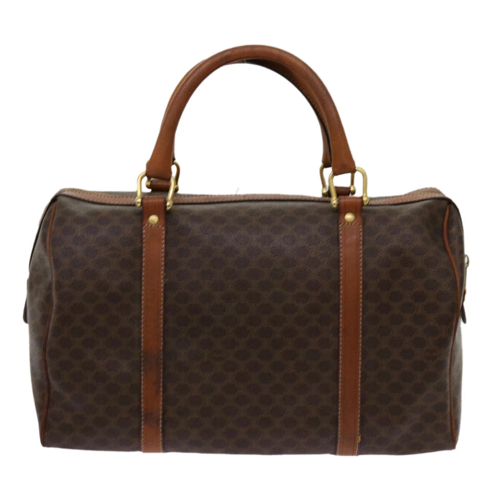 CELINE BOSTON BAG MACADAM CANVAS BROWN