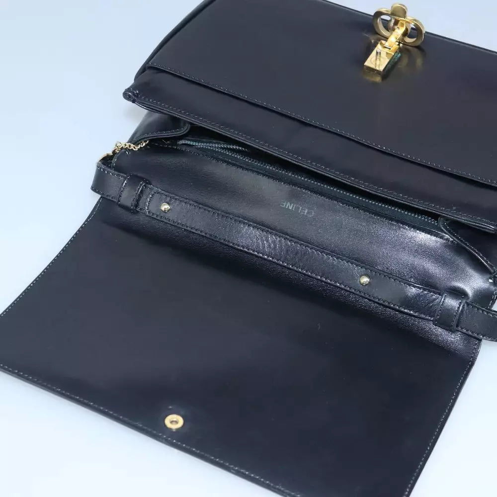 CELINE BLACK LEATHER SHOULDER BAG