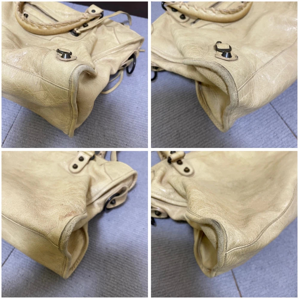 Vintage Balenciaga City Bag - Beige Leather