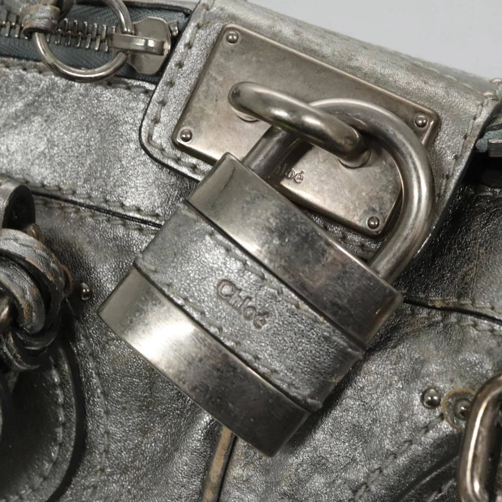 CHLOE PADDINGTON BAG SILVER LEATHER