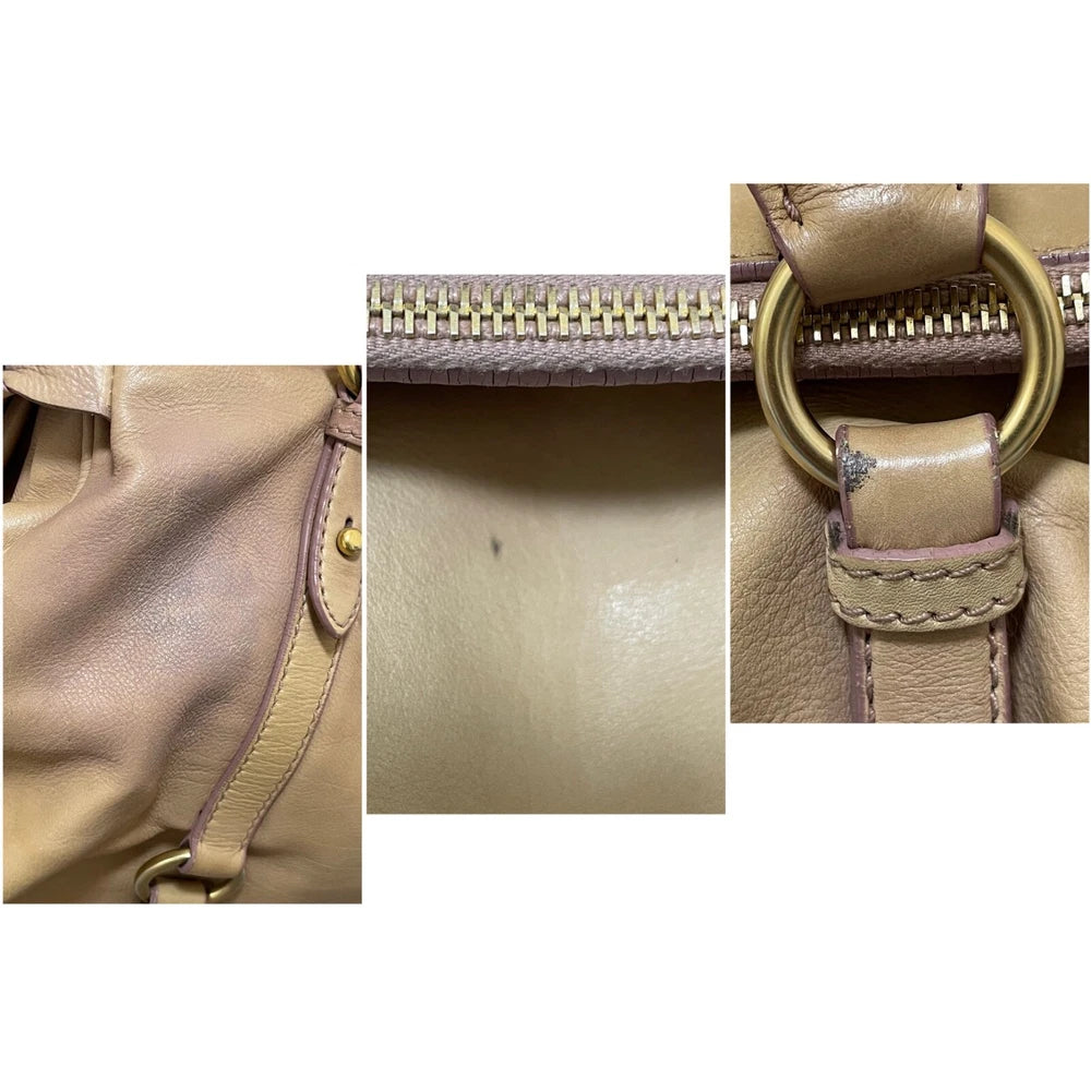 Vintage Miu Miu Bow Bag - Beige Leather