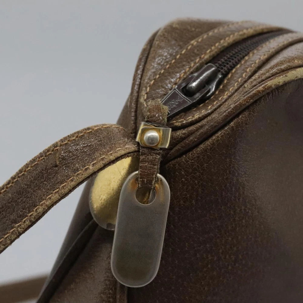 VINTAGE GUCCI SHOULDER BAG BROWN LEATHER