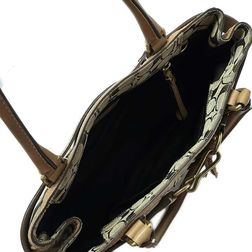 Vintage Coach Signature Bag - Khaki And Light Brown