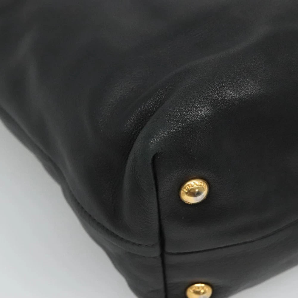 PRADA TOTE BAG BLACK LEATHER