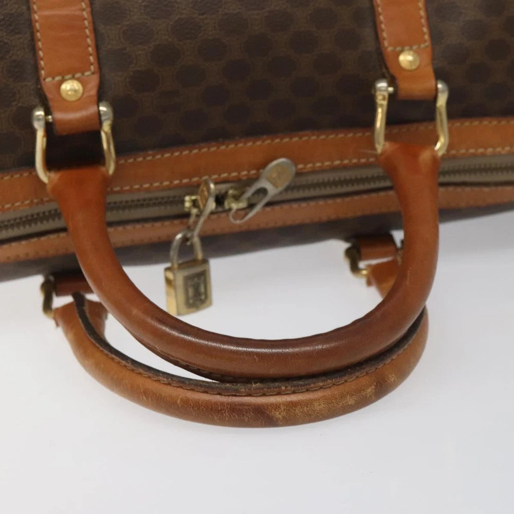 CELINE BOSTON BAG MACADAM CANVAS BROWN