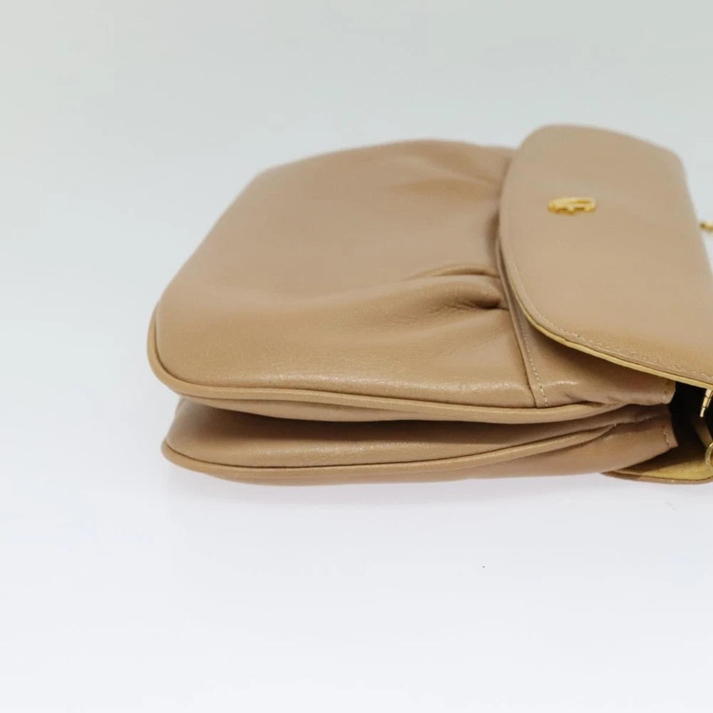 Christian Dior Chain Shoulder Bag - Beige Leather