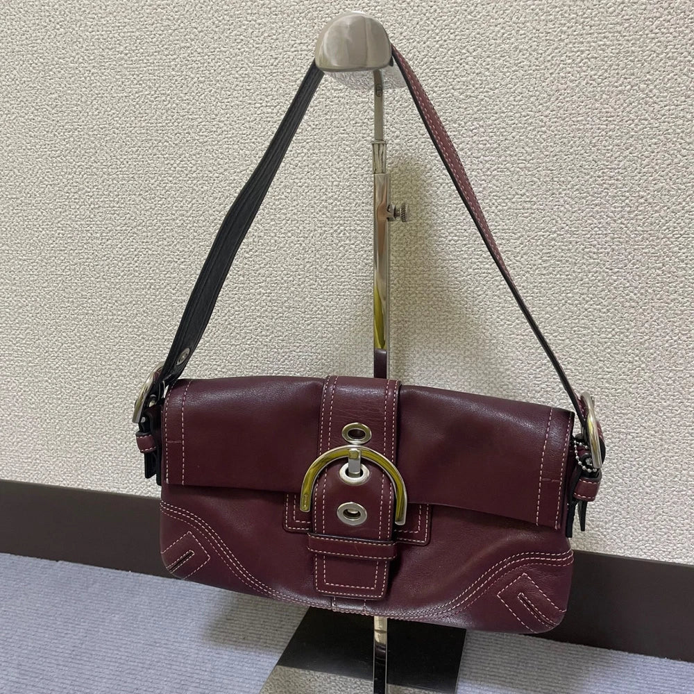 Vintage Coach Veske- Burgunder Leather　