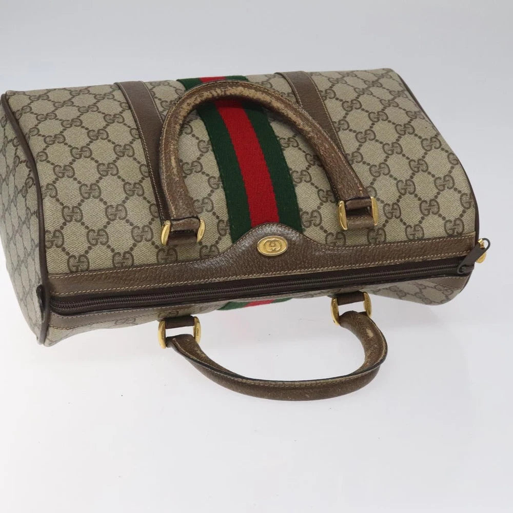 GUCCI BOSTON BAG GG SUPREME WEB SHERRY LINE