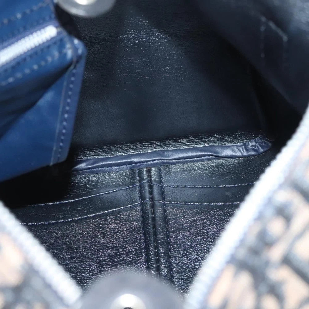  Interior view of Dior Boston Bag vintage showing label and lining details in navy Trotter Canvas.