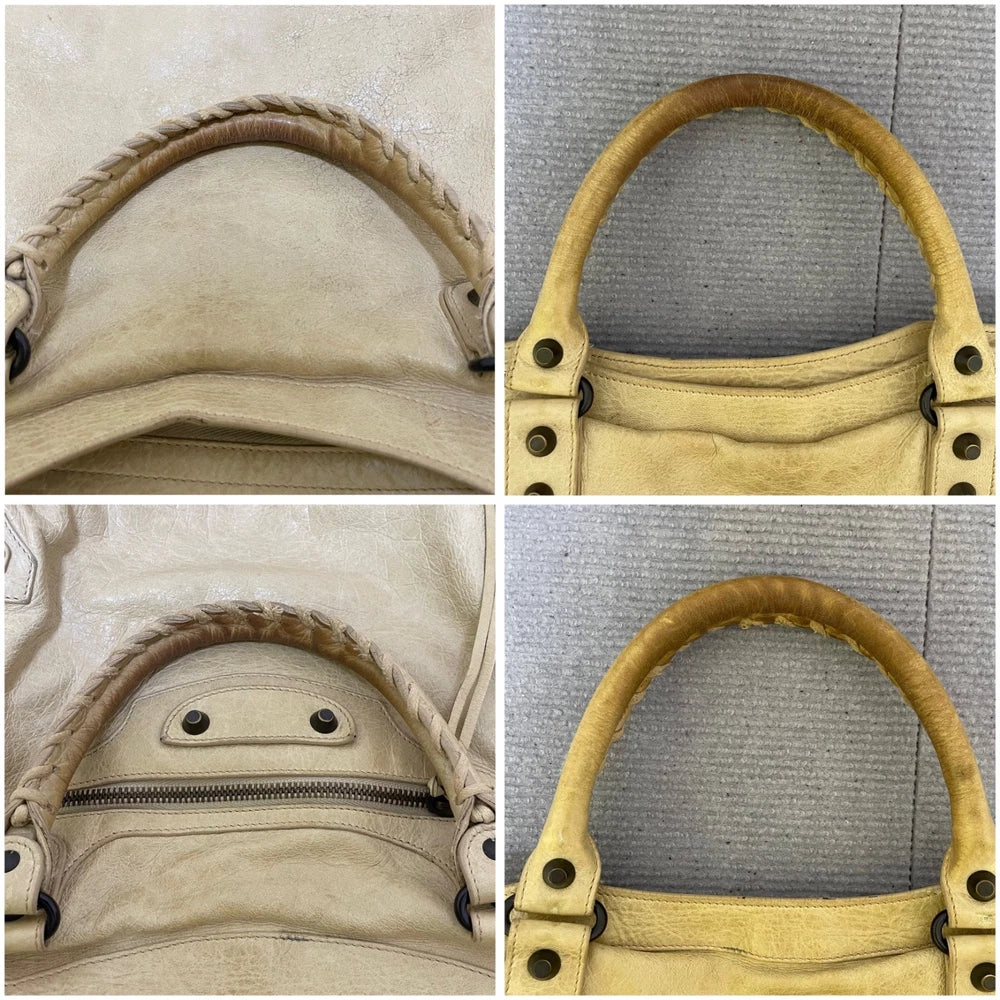 Vintage Balenciaga City Bag - Beige Leather