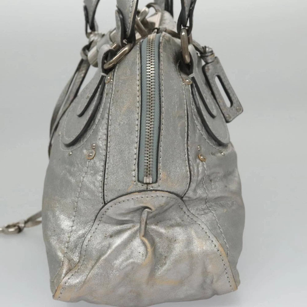 CHLOE PADDINGTON BAG SILVER LEATHER