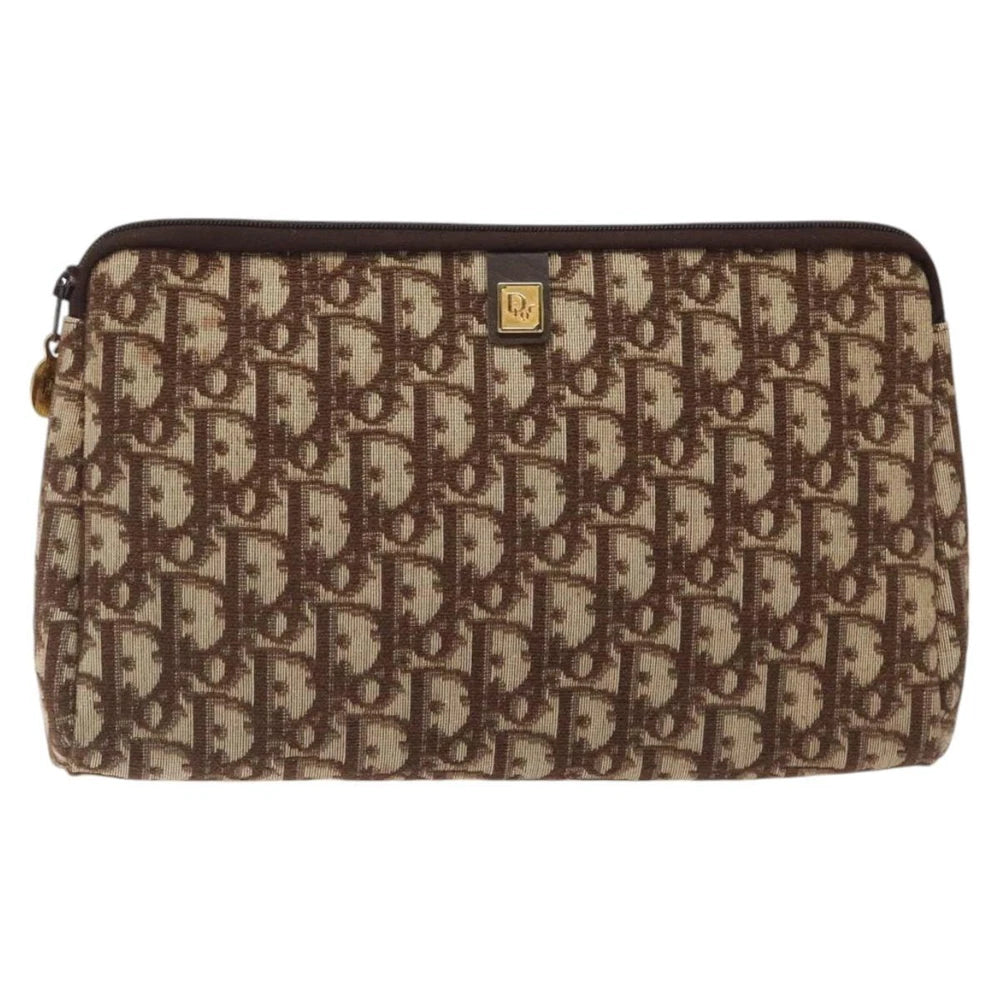 CHRISTIAN DIOR CLUTCH BROWN TROTTER CANVAS