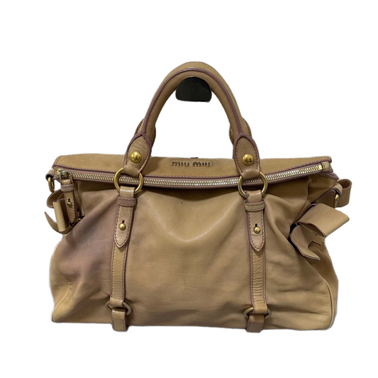 Vintage Miu Miu Bow Bag - Beige Leather